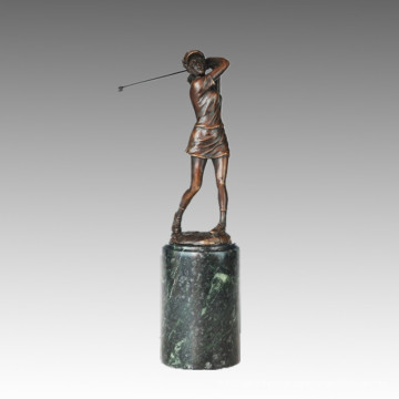 Esportes Estátua Golf Competitor Feminino Escultura De Bronze, Milo TPE-727